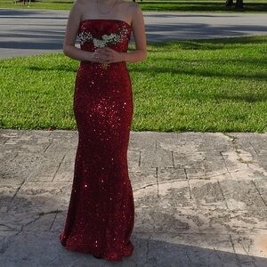 Macy's Dazzling Red Strapless Dress
